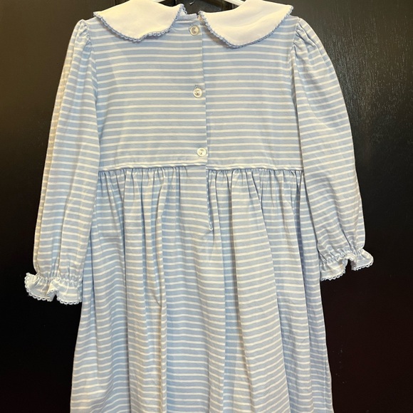 Christmas Outfit Three Santas Dress Size 4 Holiday Peter Pan Collar by Delaney - Picture 8 of 10